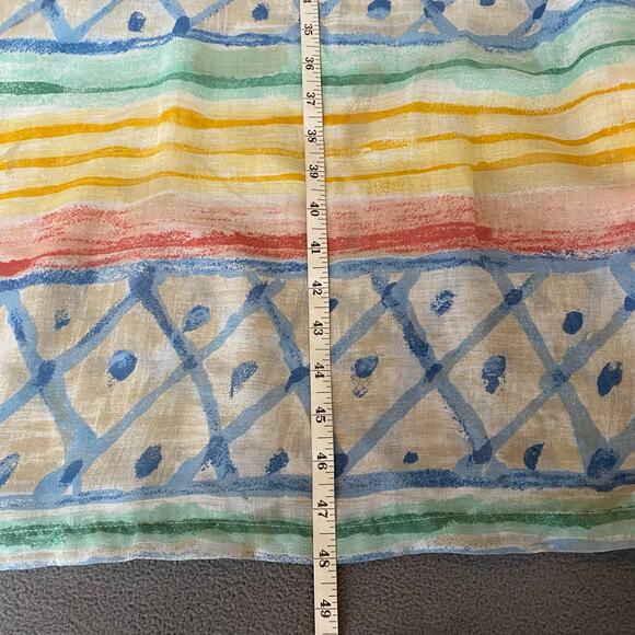 Vtg 80s 90s Two Potato Artsy A Line Midi Dress M Petite Sheer NOS Coastal Pastel - Picture 13 of 16